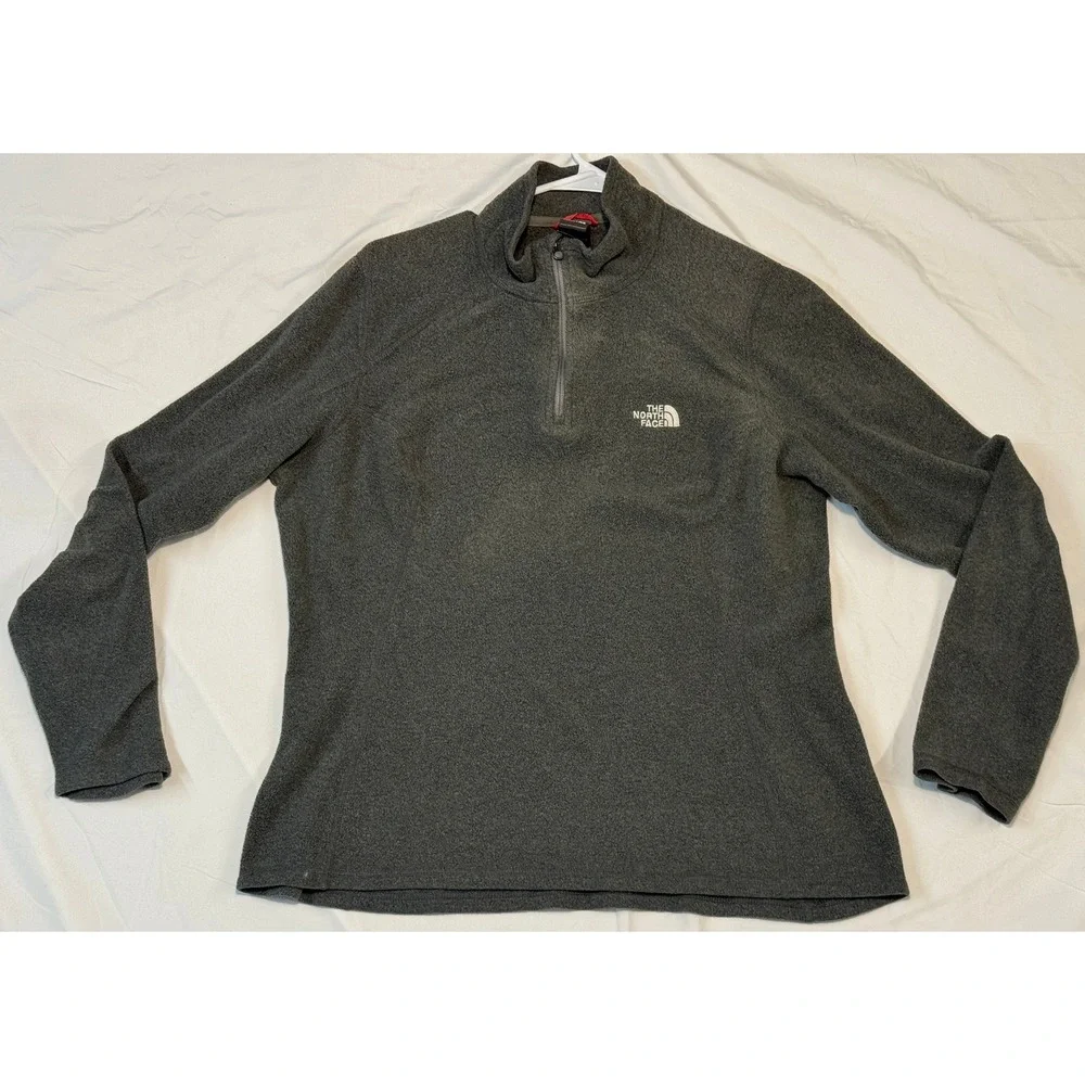 The North Face TKA 100 Glacier Quarter Zip Fleece Pullover Gray Mens Large AJHP